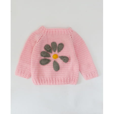 

Woonie Crochet Sweater with Floral Petal Appliques