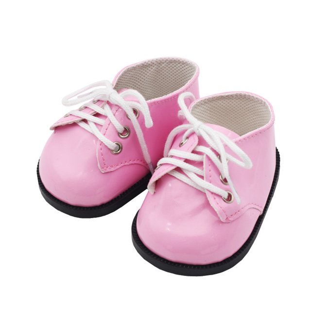 fastboy Cadeaux Faits à la Main Chaussures de Poupée Bout Rond en Cuir PU Peluche Accessoires de Poupée Jouet Chaussures de Poupée Rose