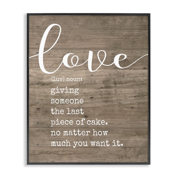 Stupell Industries Rustic Lodge Love Definition Planked Black Framed Giclee Art, 16 x 20, by Lettered and Lined