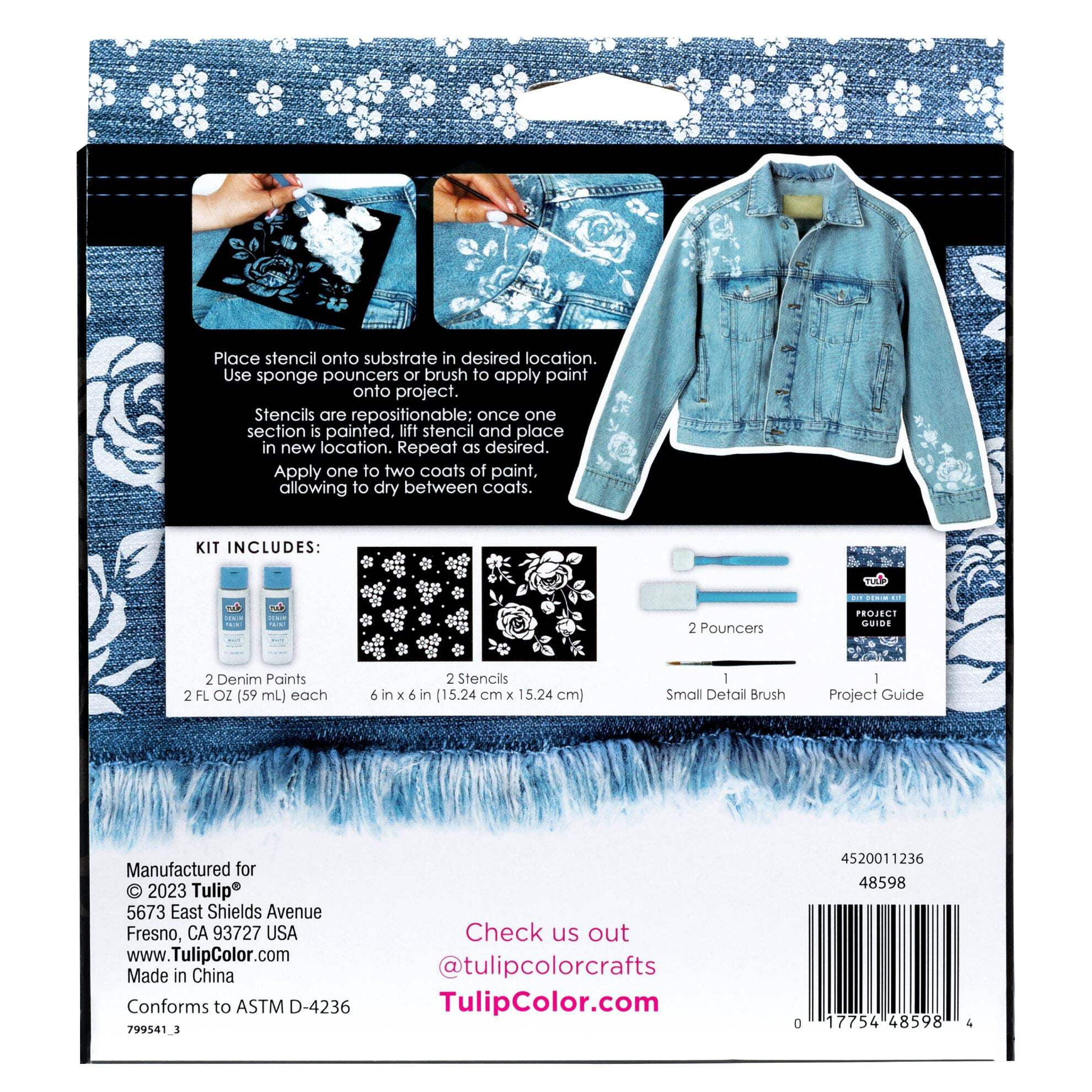 美品 ESSAY STENCIL DENIM Mサイズ Tulip DIY Denim Paint and Stencil Kit, 8 Pieces for Customizing