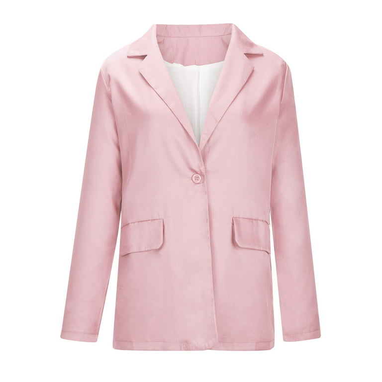 WJHWSX Blue Blazer for Women Work Spread Regular Long Sleeve Long Jacket  Winter Coat for Women Pink 