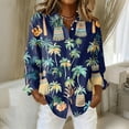 thumbnail image 2 of Womens Hawaiian Shirts Long Sleeve Button Down Ocean Wave Print Aloha Shirts Summer Beach Vacation Blouses, 2 of 5