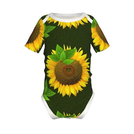 

Adobk Sunflower3 Print Baby Climbing Clothes Jumpsuit Rompers Classic Rompers Child Short sleeve Bodysuits-9M