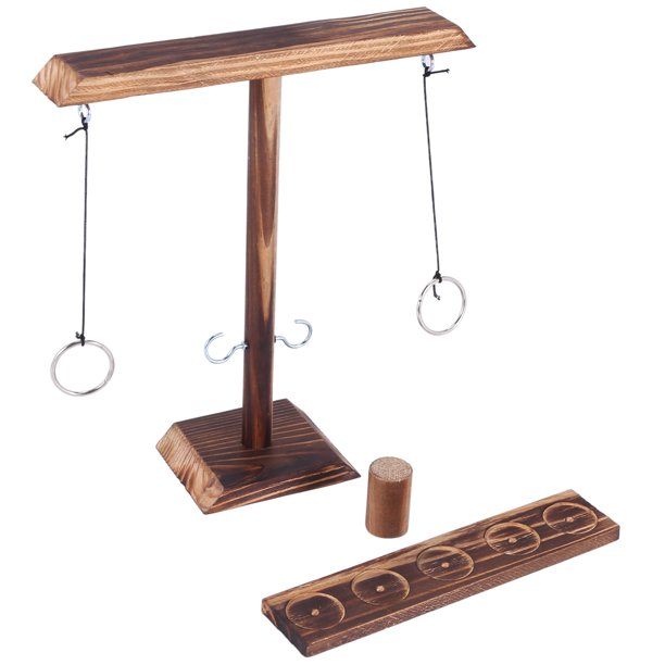 Ring Toss Games for Kids Adults Handmade Wooden Hook and Rings Throwing