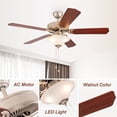 thumbnail image 2 of 52" Classic Indoor Ceiling Fan with LED Light, Remote Control and Pull Chain, Reversible AC Motor, Walnut/Silver Reversible Blades and Satin Nickel Finish, 2 of 9