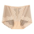 thumbnail image 3 of YWDJ Women Brief Panties Breathable Lace Lightweight High Waist No Show Solid Color High Waisted Mesh Breathable and Sexy Lace Hollow Underwear Panties Beige L, 3 of 3