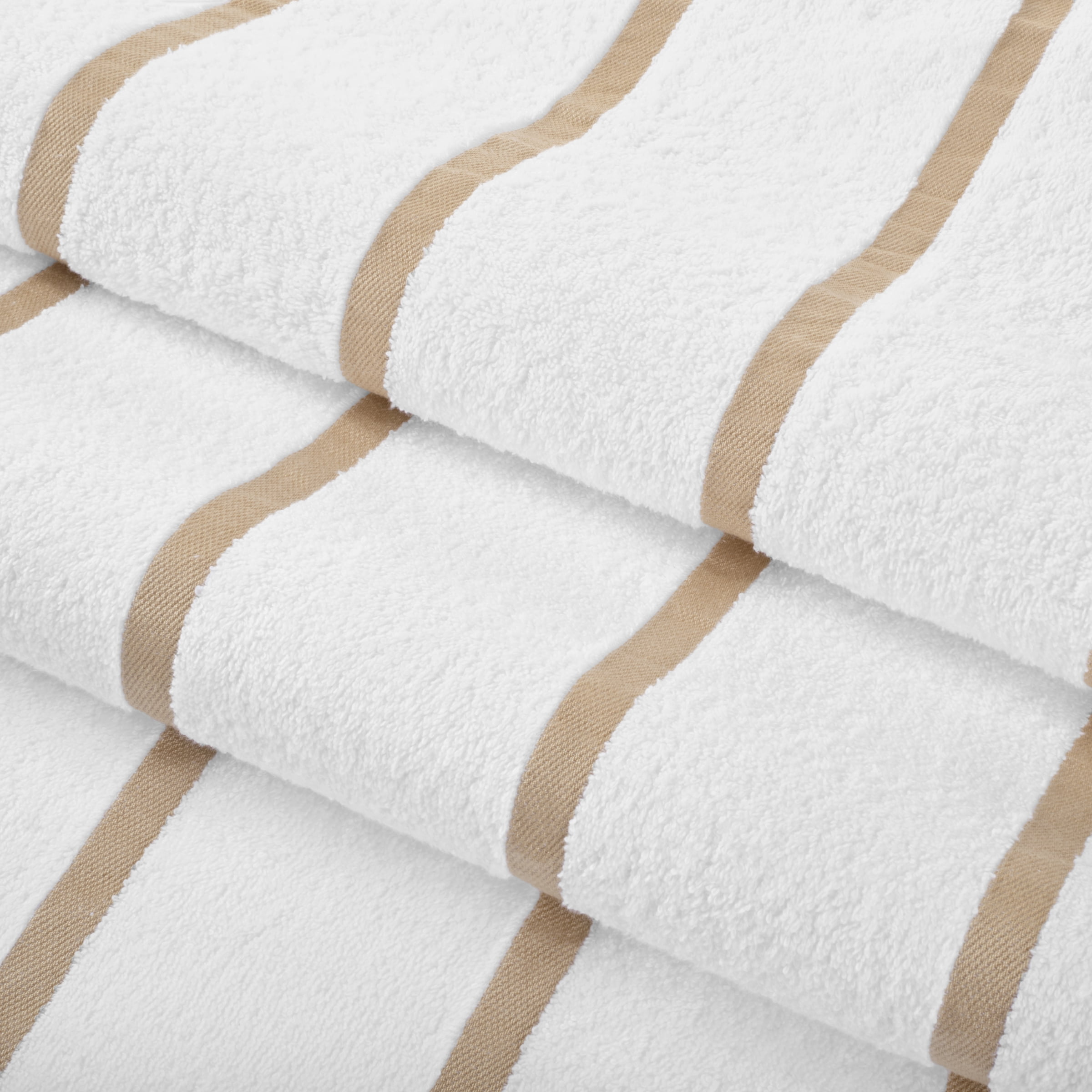 Arkwright Las Rayas Beach Towel (4 Pack), Ring Spun Cotton Pool Towel - 30x60 in., Beige Stripes