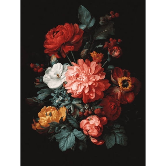 UXIEQU Luxury Floral Canvas Wall Art Print 15.75x11.81 Inches