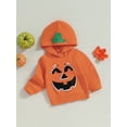 thumbnail image 3 of Bagilaanoe Toddler Baby Girl Boy Halloween Hoodie Sweatshirt Long Sleeve Pumpkin Print Pullover 6M 9M 12M 18M 24M 3T Kids Fall Loose Tee Tops, 3 of 7