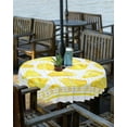 thumbnail image 2 of Pineapple Outdoor Tablecloth - 60 Inch Round Dining Table Cover, Yellow Striped Summer Fruits Watercolor Waterproof Outdoor Table Cloth with Umbrella Hole & Zipper for Picnic/Patio/Party, 2 of 5
