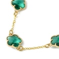 thumbnail image 3 of Glass Flower Link Bracelets Brass Cable Chain Jewelry for Women Golden Green 7-1/4 inch(18.5cm), 3 of 4