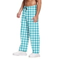 thumbnail image 3 of YDDIAN Mens Pajama Pants Flannel Cotton Plaid Sleep & Lounge Pajamas Sleepwear Comfy Baggy Pjs Bottoms With Pocket Sky Blue XXL, 3 of 4