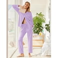 thumbnail image 3 of Ekouaer Womens Pajama Sets 100% Cotton Long Sleeve Sleepwear Super Soft Button Up Pjs Winter Two Piece Loungewear Set, 3 of 6