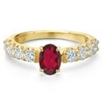 thumbnail image 3 of Gem Stone King 14K Yellow Gold Ruby Red Mystic Topaz and Lab Grown Diamond Engagement Ring for Women | 1.68 Cttw | Oval 7X5MM | Gemstone November Birthstone | Size 6, 3 of 6