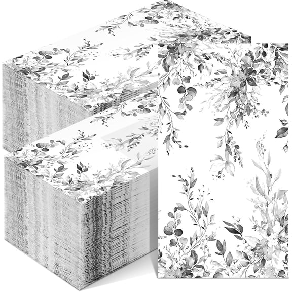 200 Pcs Gray Eucalyptus Paper Guest Napkins Disposable Hand Towels for Bathroom Paper Disposable Guest Towels Napkins for Spring and Summer Wedding Bathroom Birthday Dinner Party