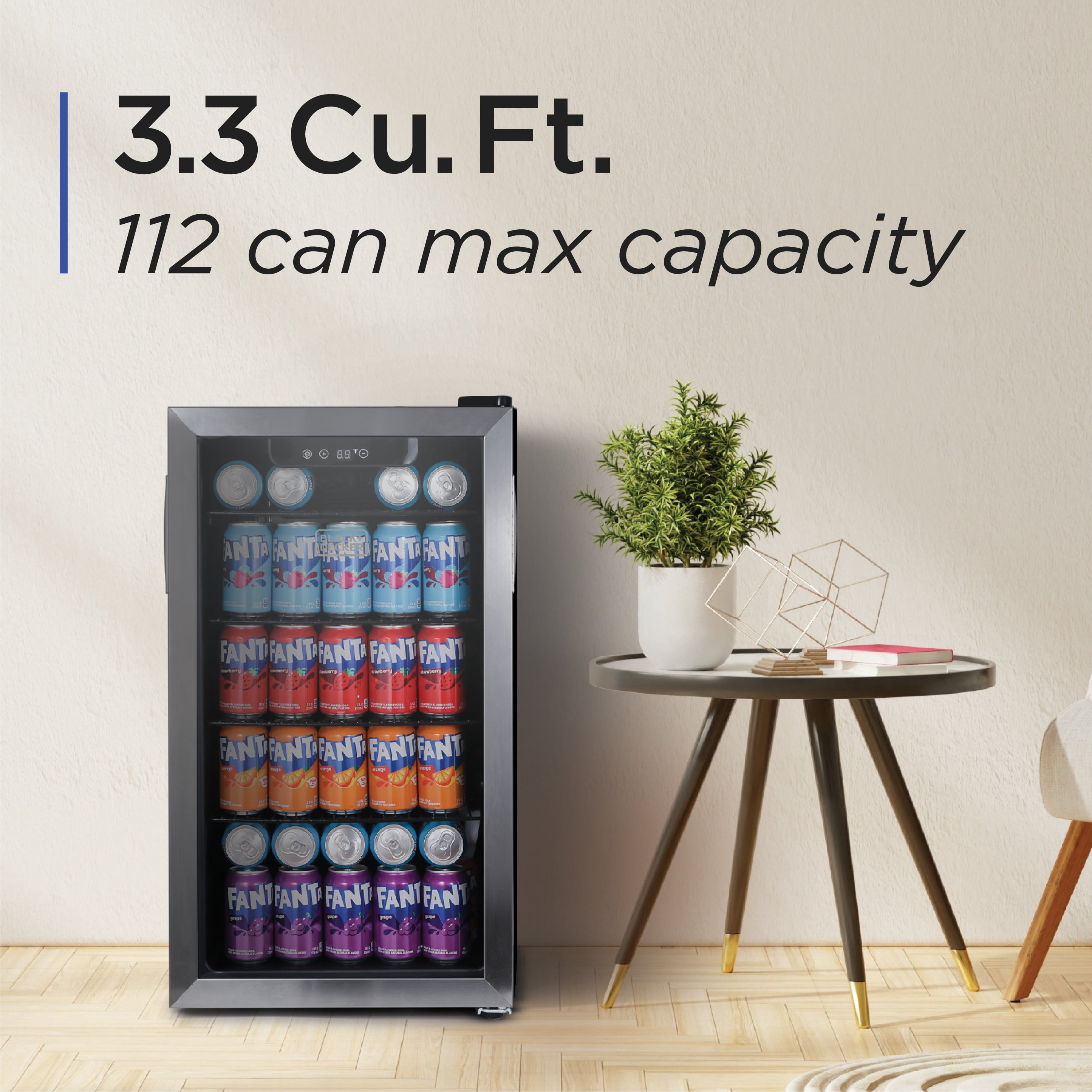 BLACK+DECKER 3.3 Cu. Ft. Beverage Cooler, Beverage Fridge with 112-Can Capacity