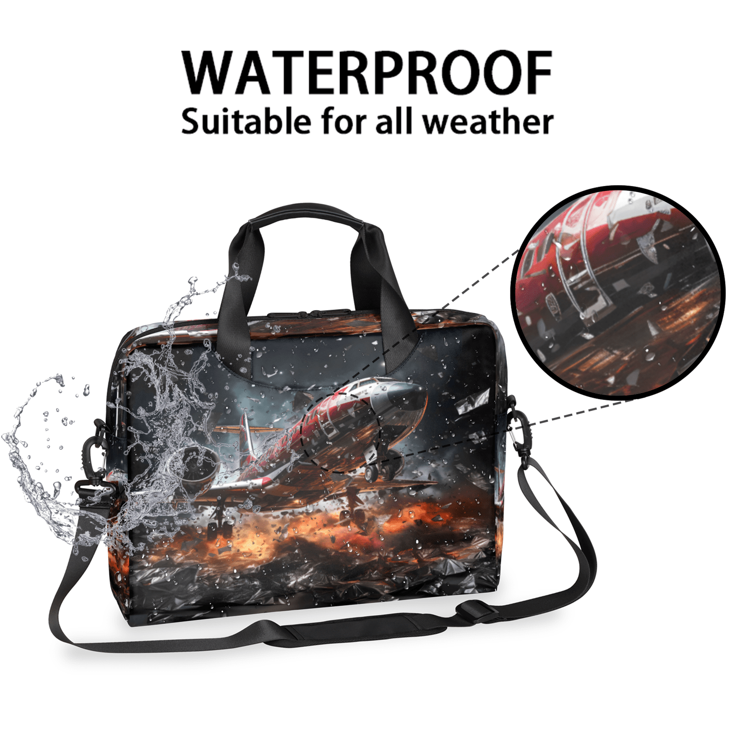 Herdesigns Retro Airplane Laptop Bag for Women Men, Computer Case Briefcase Messenger Bags, 15-15.6 inch Laptop Sleeve Shoulder Bag