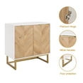 thumbnail image 4 of White Storage Cabinet with Doors, Modern Buffet Sideboard for Living Room - Accent Cabinet for Dining Room & Entryway, Herringbone Design MDF+Metal, 4 of 9