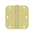 thumbnail image 2 of Deltana S35R5BB3 3-1/2" x 3-1/2" x 5/8" Radius Hinge; Ball Bearing; Bright Brass Finish, 2 of 2