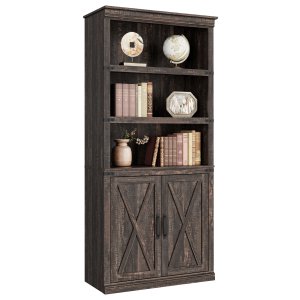 1 Pb, Mdf Retro Bookcase With 2 Doors
