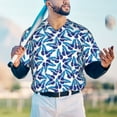 thumbnail image 5 of Lsque Blue Butterflies Pattern Mens Polo Golf Shirts Funny Graphics Shorts Sleeve Button Shirts Baseball T-shirt-3X-Large, 5 of 7