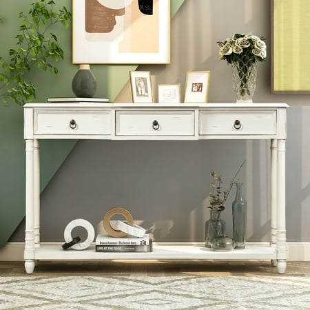 Console Sofa Table Sideboard, Preusser 3 Drawer Console Table