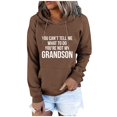 thumbnail image 2 of Jinhomg Womens Letter Print Sweatshirt Lightweight Comfy Long Sleeve Drawstring Hoodies Casual Loose Kangaroo Pocket Pullover Tops with Drawstring Sales Today Clearance Brown M, 2 of 6