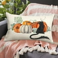 thumbnail image 3 of Autumn Throw Pillow Cover Watercolor Fall Pumpkin and Black Cat Autumn Decorative Fall Home Decor Rectangle Indoor Pillowcase Cushion 12x20 Inch(Two Sides Print), 3 of 3