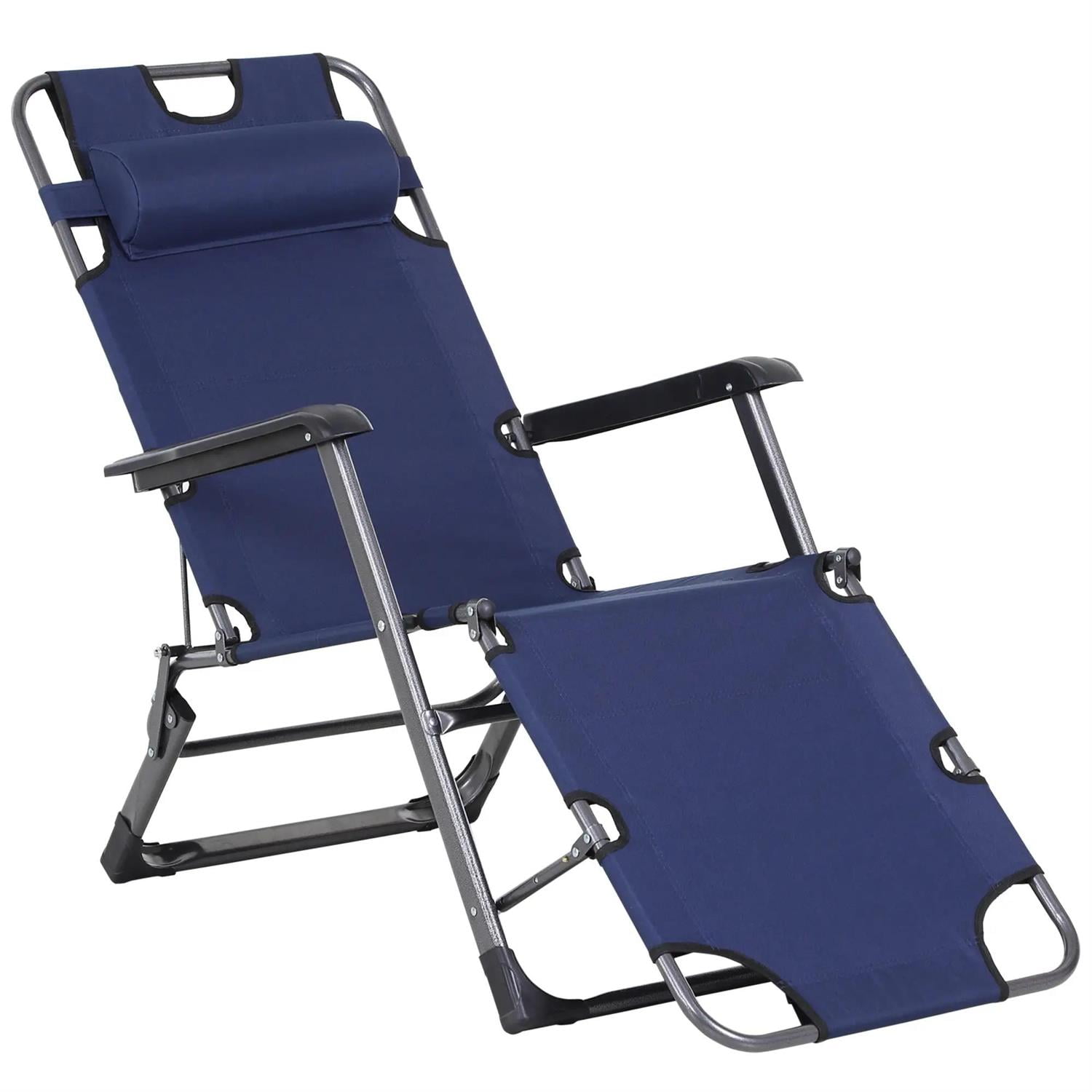 Demi Bonn Chaise Lounge Chair for Patio, Oxford Fabric Metal Frame Outdoor Pool Sun Lounger Chair 120°/180°, for Beach, Patio, Lawn, Deck, Navy