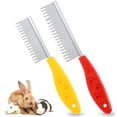 thumbnail image 1 of Pet Hair Comb Grooming Stainless Steel Long Short Teeth Rabbit Hamster Guinea Pig 2 Pack, 1 of 7