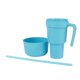 thumbnail image 5 of Taza para refrigerios 2 en 1 con pajita, taza para bebidas de plástico de gran apertura, tazón para refrigerios superior para cine, viaje en casa, azul claro, 5 of 14