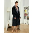 thumbnail image 7 of U2SKIIN Mens Fleece Robe, Plush Collar Shawl Bathrobe for Men Long Flannel Robes（Black/Dark Grey, XX-3X-Large）, 7 of 7