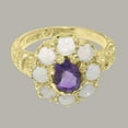 thumbnail image 5 of LBG British Made 9k Yellow Gold ring with Natural Amethyst & Opal Womens Statement Ring - 33 size options - Size 11.25, 5 of 8
