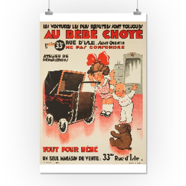 Au Bebe Choye Vintage Poster Artist Rab France 16x24 Giclee Gallery Print Wall Decor Travel Poster Walmart Com Walmart Com