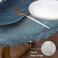 thumbnail image 4 of Abstract Waves Beach Art Round Fitted Table Cover Blue Beige Oil Painting Style Waterproof Table Cloth with Elastic Edge Wipeable Tablecloth for Picnic Camping Party Fits 45"-54" Diameter, 4 of 8