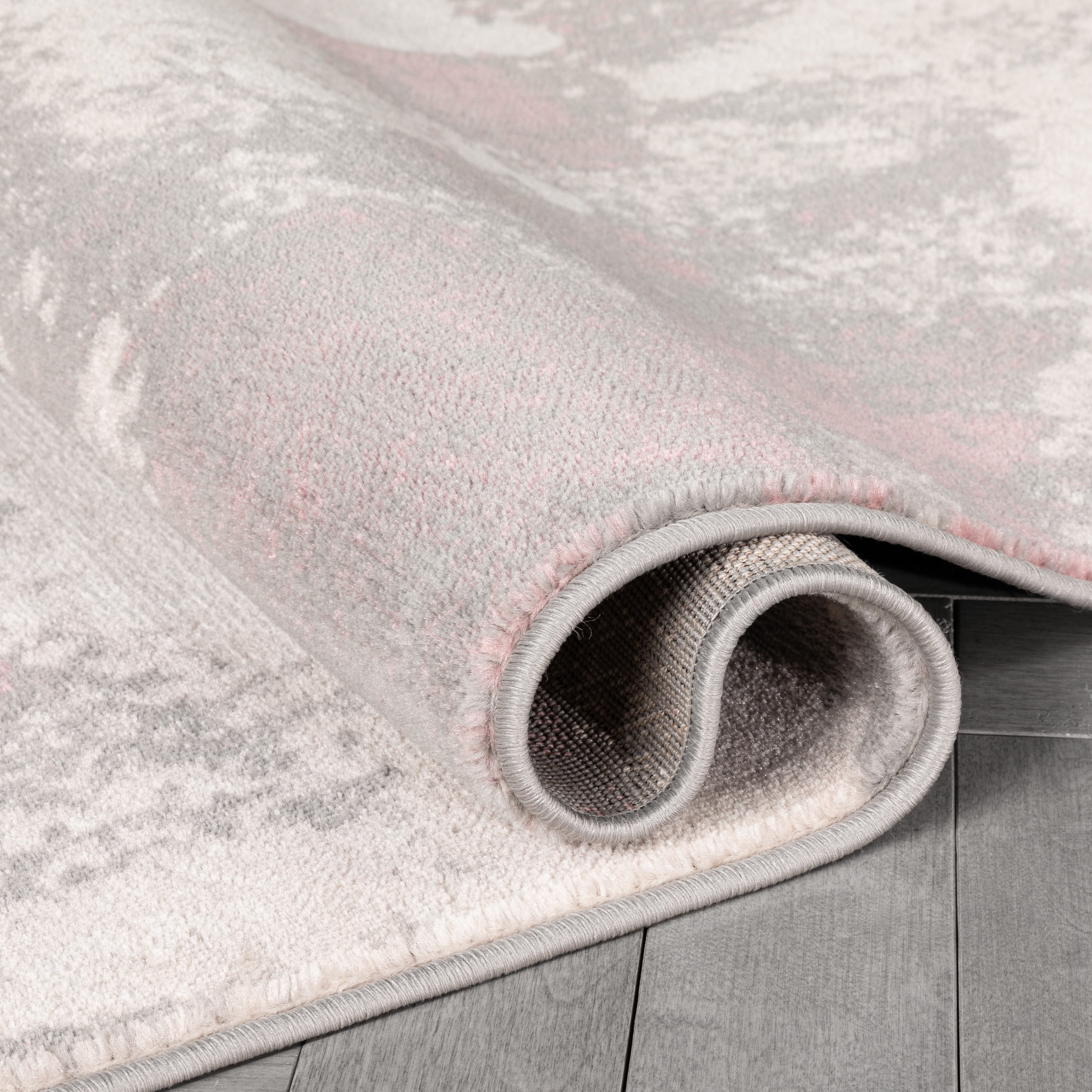 Well Woven Caila Grey & Blush Brush Stroke Abstract Geometric Runner Rug 2x7 (2'3" x 7'3")