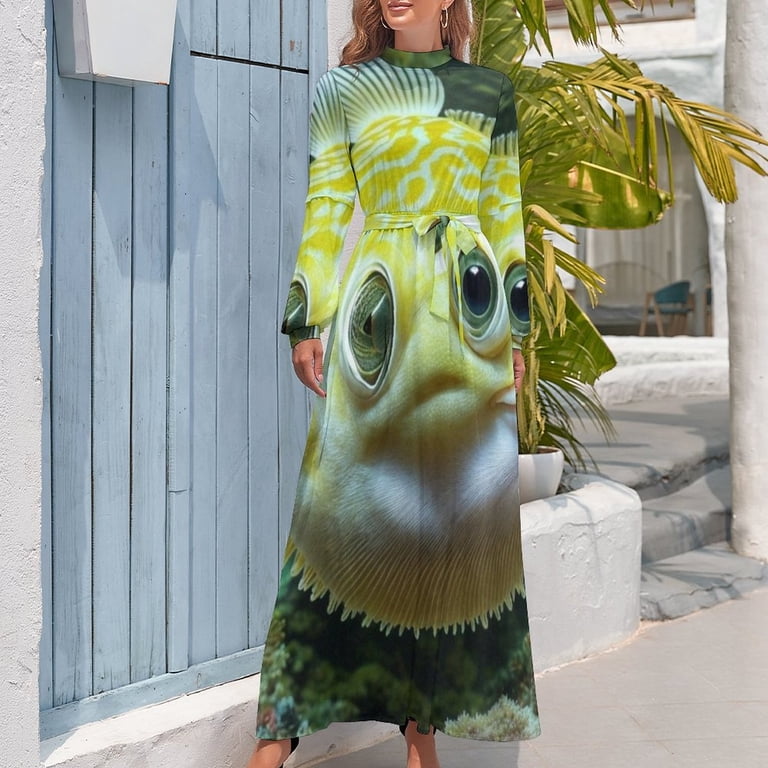 Puffer Fish. Japanese Puffer Artwork Long Dress dress dresses elegant  women's dresses sale - Walmart.com