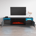thumbnail image 4 of York 02 Fireplace TV Stand for TVs up to 90", Modern High Gloss 79" Entertainment Center, Electric Fireplace TV Media Console with Storage Cabinets and LED Lights, 4 of 6