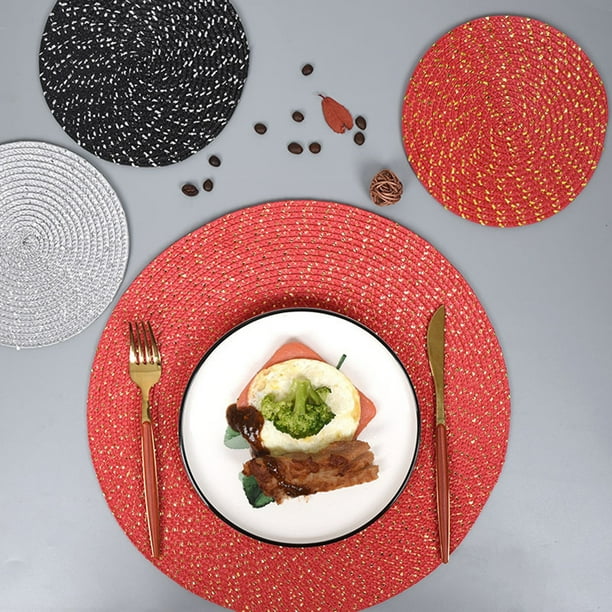 SPRING PARK Round Placemats Woven Vinyl Place Mats Heat Resistant