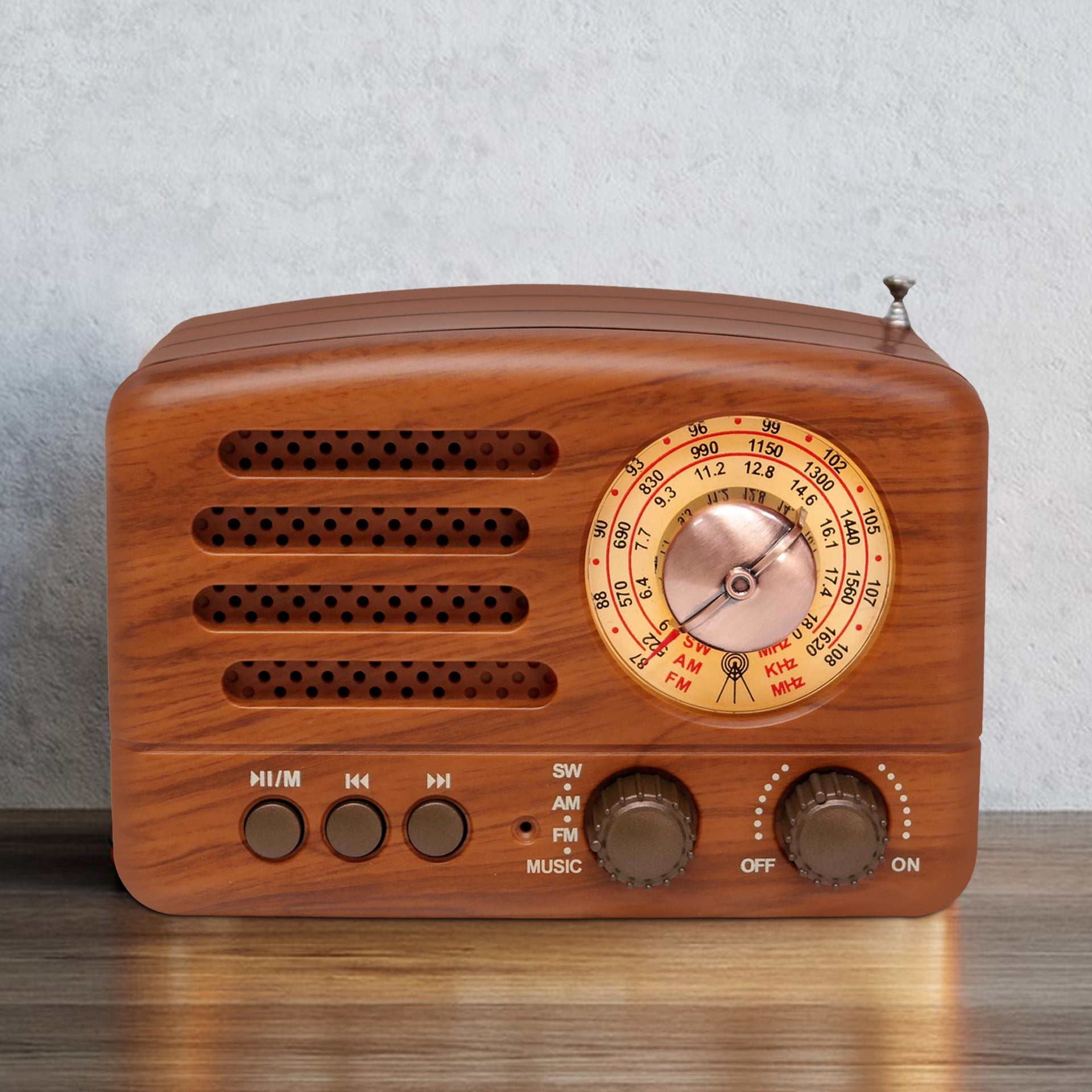 Portable Vintage Radio, Retro AM/FM Bluetooth Radio, Rechargeable Small Radios with Best Reception Wireless Speaker, Support TF Card AUX USB MP3 Player, Easy to Use, Gifts for Seniors Kids