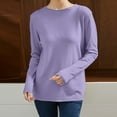 thumbnail image 2 of Womens Tops Casual Pullover Hoodie Knit Sweaters Cropped Y2K Trendy Fall School Outfit Sweater Loose Fit Ribbed Long Sleeve Top Soft Comfortable Round Neck Basic Tunic Blouse For Winter, 2 of 5