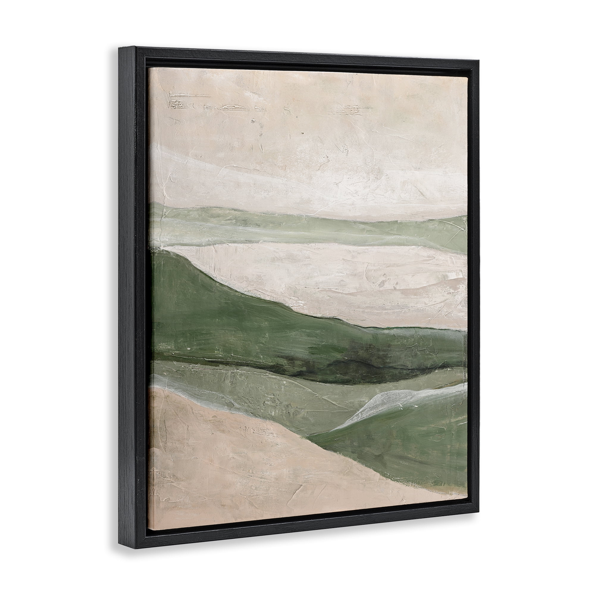 Stupell Industries Green Hills Abstraction Landscape & Nature Painting Black Floater Framed Canvas Art Print Wall Art, 25 x 31