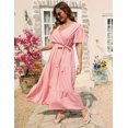 thumbnail image 2 of Plus Women's Plus Size A-Line Deep V-Neck Elastic Sash Waist Maxi Formal Dress, 2 of 9