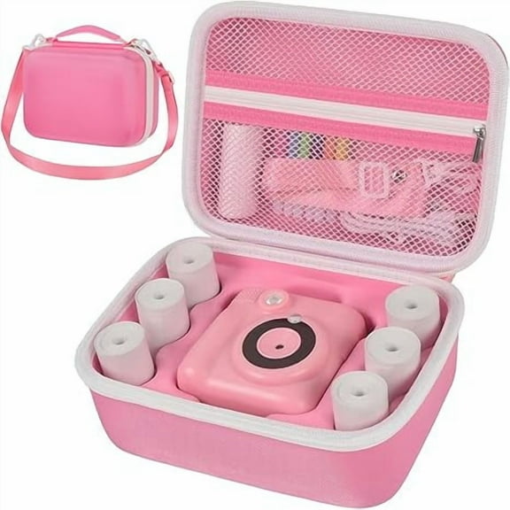 Kids Instant Print Camera Case for ESOXOFFORE/for JPVERLY and More Digital Video Cameras, for SD Card - Pink (Case Only)