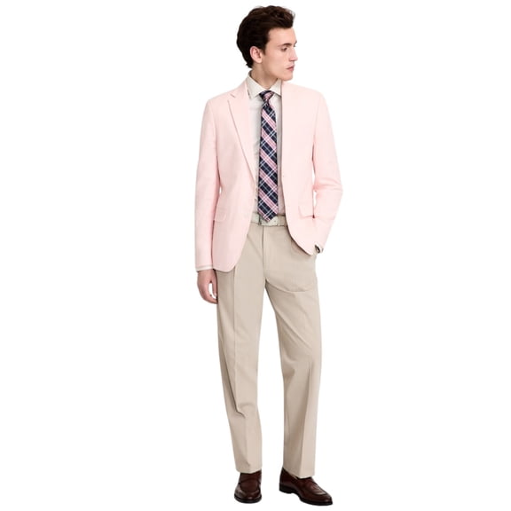 Tommy Hilfiger Mens Modern fit Sport Coat Blazer 44 L Pink Solid Stretch Linen