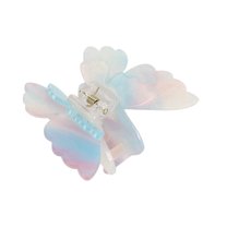 Unique Bargains 1 Pc Elegant Butterfly Hair Clips Hairdo Clips for Women 2.60"x2.40"x1.54" Pink Blue