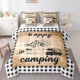 thumbnail image 1 of YST 7Pcs Comforter Set Twin Size, Happy Camping Bed in a Bag with Flat Sheet and Fitted Sheet for Kids and Adults, Rv Camper Vintage Bedding Set with Pillowcases & Throw Pillow Covers, 1 of 5