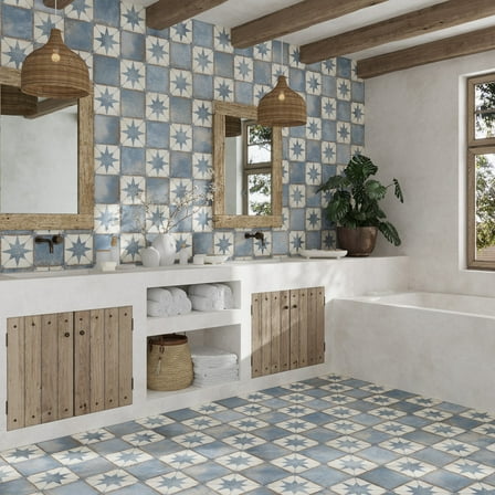 Faenza 8x8 White Weathered Slate Porcelain Square Motif Wall and Floor Tile (6.46 sq ft/case) - 15 Pack