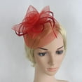 thumbnail image 3 of Diadema de cabellero BLESIY con Plumas Artificiales sombrero Fascinator de Década 20 para Boda Cóctel rojo, 3 of 7