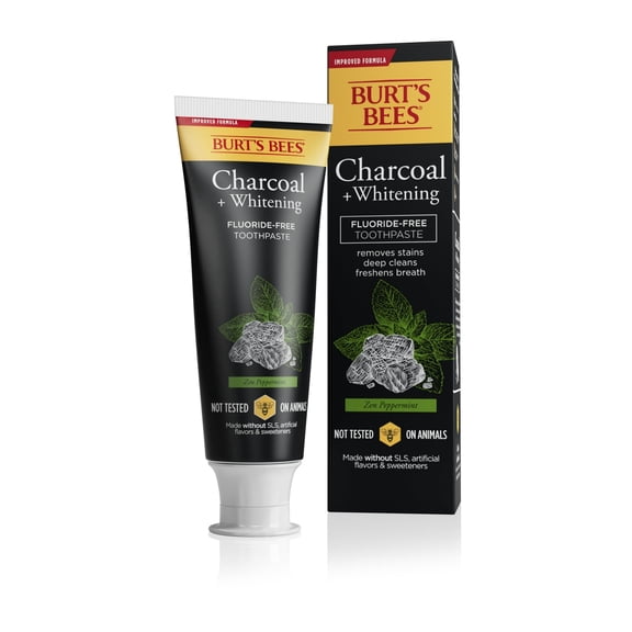 Burts Bees Zen Peppermint Charcoal Whitening Fluoride Free Toothpaste, 4.7 oz